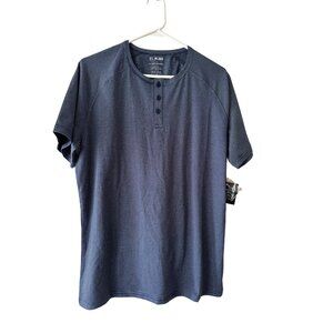 01.ALGO Performance Polo Shirt Navy Blue Striped UPF 40 Moisture Wicking M NWT